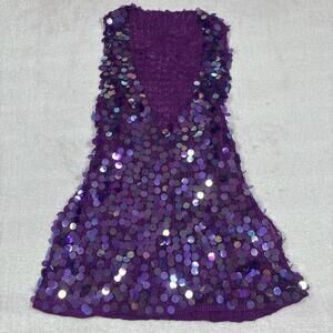 vintage y2k purple disco sequin top
